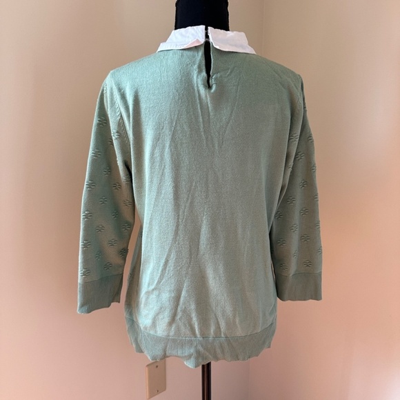 *CABLE & GAUGE* Green x White Collar Long Sleeve Shirt Size Large - Picture 4 of 6